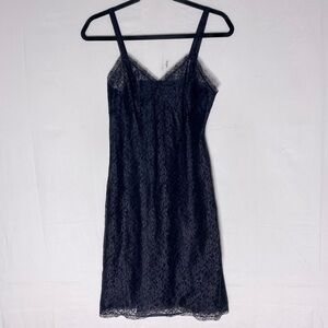 Vintage St. Michael Lingerie Black Lace Slip Dress M